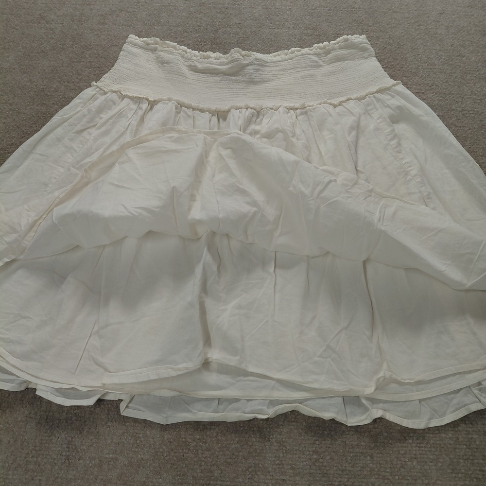BITTEN Size 14 Cream Cotton Lined Pleated Tiered Maxi Skirt Country CottageCore - Picture 2 of 10